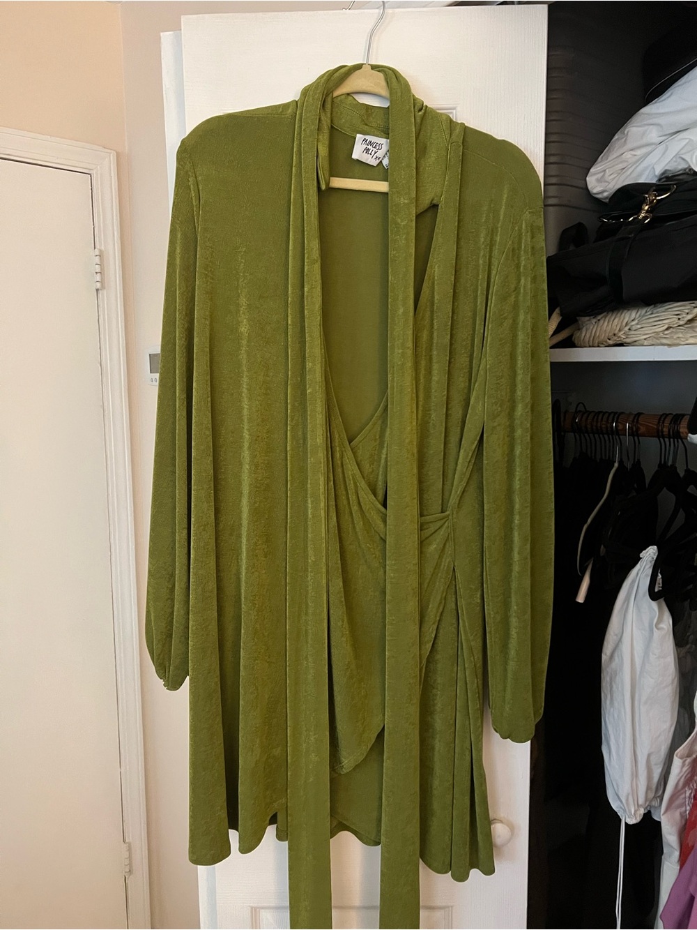 Vintage-inspired Olive Wrap Dress with Belt
